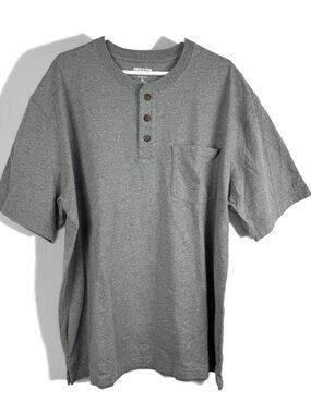 Duluth Trading Longtail T Relaxed Fit Short Sleeve Pocket Henley Gray XL 67009